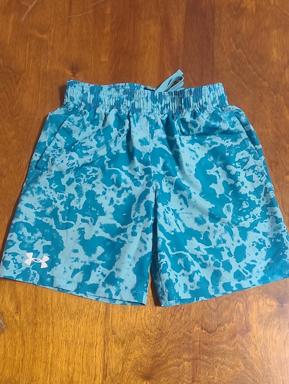 Under Armour Teal Blue Hydro Camo Kids' Athletic Shorts